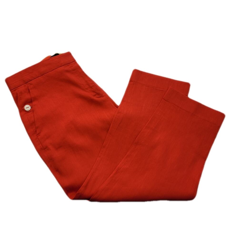 Rag & Bone Fire Red Poppy Tab Linen Pant size 2